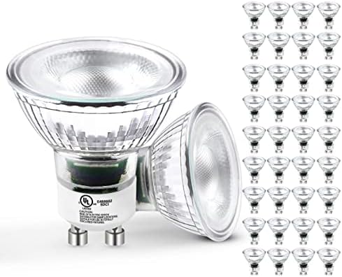 MASTERY MART GU10 LED Light Bulbs, Dimmable 2700K Soft White 5.5W (50 Watt Equivalent), Full Glass Cover Reflector, 25000 Hours, UL Listed, Energy Star (Pack of 36)