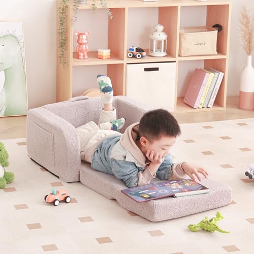 Toddler-Chair-2-in-1-Kids-Sofa-Chair-Convertible-Baby-Sofa-to-Lounger-Comfy-Toddler-Couch-Kids-Flip-Out-Sofa-Washable-Kids-Lounge-Chair-for-Girl-or-Boy-Grey Toddler Chair 2 in 1 Kids Sofa Chair Convertible Baby Sofa to Lounger Comfy Toddler Couch Kids Flip Out Sofa Washable Kids Lounge Chair for Girl or Boy Grey