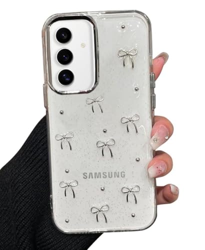 Riccase Schutzhülle für Samsung Galaxy S24 FE mit glitzernder 3D-Schleife, transparent, stoßfest, transparent, weiches TPU, niedlich, glitzernde Kristallschleife für Damen und Mädchen, Schleife Riccase Schutzhülle für Samsung Galaxy S24 FE mit glitzernder 3D-Schleife, transparent, stoßfest, transparent, weiches TPU, niedlich, glitzernde Kristallschleife für Damen und Mädchen, Schleife
