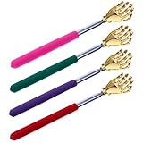 HONITANO 4pcs Telescopic Metal Back Scratcher with Hand Massager Claw Scratching Tool for Itching Relief Lightweight Extendable Design Suitable for All Ages and Comfortable Use Random Color
