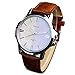 LinTimes Fashion Elegant Mens Watch Quartz Analog Business Leisure Wristwatch Brown Band White Dial