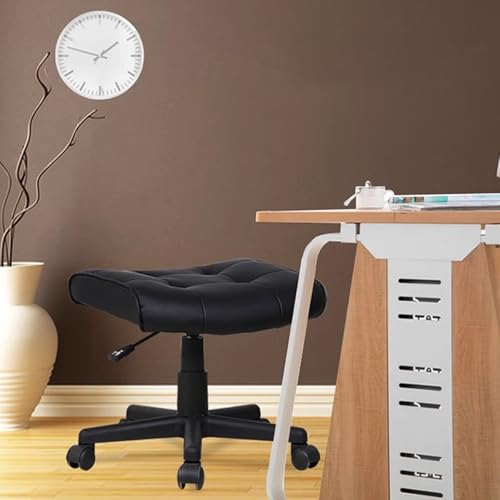 Taburete con ruedas de altura ajustable, de piel sintética, giratorio, para taller, guitarra, laboratorio, tatuaje, banco de trabajo médico