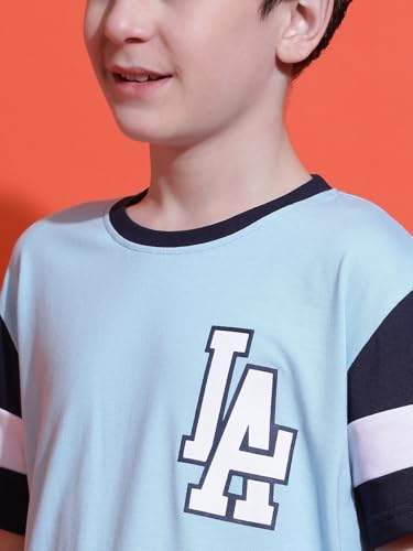 Image of Li'l Tomatoes Boys 100% Cotton Night Suit | Summer T-Shirt & Shorts Set | Soft & Breathable Sleepwear | 9-16 Years
