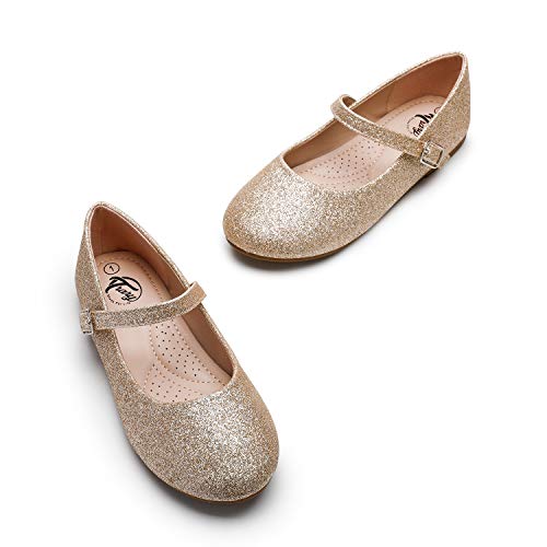 Trary Gold Mary Jane Girls Dress Shoes, Casual Slip On Girls Ballet Flats For Party School Wedding (Toddler/Little Kid/Big Kid) #TOP7