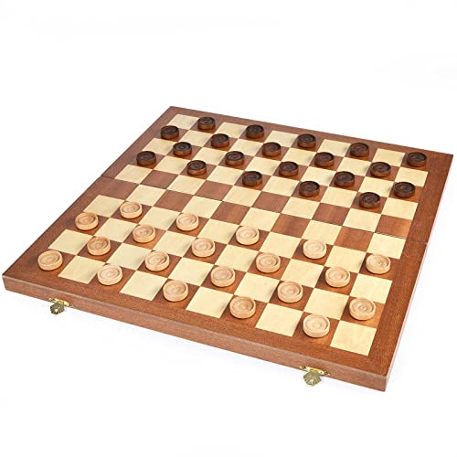 Juego de mesa de damas de madera plegable 15 pulg miniatura 1