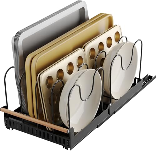 NETEL Topfdeckelhalter Schublade,Ausziehbarer Pfannen Organizer,Deckelhalter für Schrank,Topf Organizer mit 10 Teiler,schneidebrett halter,tupperware organizer,Schwarz NETEL Topfdeckelhalter Schublade,Ausziehbarer Pfannen Organizer,Deckelhalter für Schrank,Topf Organizer mit 10 Teiler,schneidebrett halter,tupperware organizer,Schwarz
