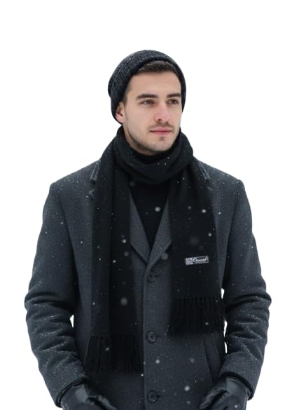 Mens Winter Woolen Stole Scarf Soft Knitted Neck Warmer Muffler for Cold Weather Men Casual Stylish Winter Wear Scarf Neck Warmer Woolen Stylish Muffler/Scarfs Black Mens/Women-image-10