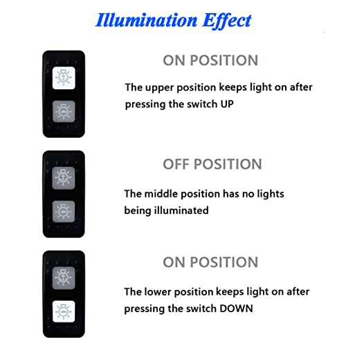 Image of Waterproof ON-Off-ON Rocker Switch White Light 7 PIN DPDT Toggle Switch for Car Boat RV Camper Motorhome UTV ATV Dashboard 12V 24V