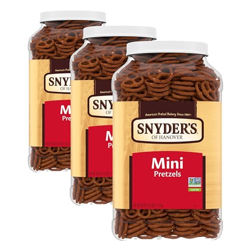 Snyder's of Hanover Pretzels, Mini Pretzels, 40 Oz Canister (Pack of 3)