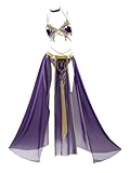 haikyuu Women Gothic Swimsuit Goth Bikini Set Shadow Cosplay Swimsuit Halter Bathing Suit with Chiffon Wrap Skirt (US, Alpha, Small, Regular, Regular, Standard, Purple)
