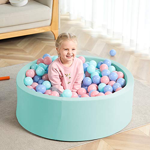 TRENDBOX Memory Foam Sponge Indoor Round Ball Pit (NO Balls) for Toddler Children - Light Blue - Thumbnail 5