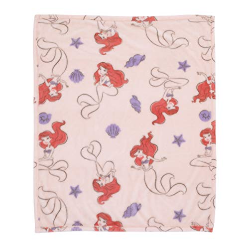 Image of Disney The Little Mermaid Super Soft Ariel Starfish Seashell French Fiber Baby Blanket, Pink, Purple, Red (4143501P)