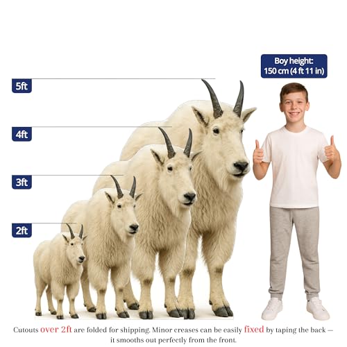 Image of Mountain Goat 4FT Life Size Cardboard Cutout - A Fun Animal Standup for Photo Booths, Birthday Parties, and Events