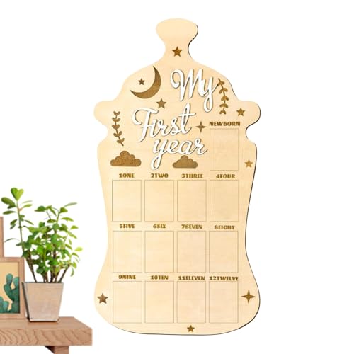 Generisch Pizarra para fotos de primer año para bebé, marco de fotos, bonito marco de madera, para el primer cumpleaños, día de adopción, celebración, recuerdo de viaje