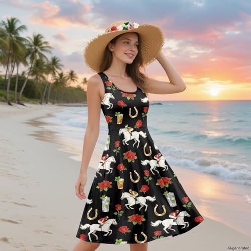 Image of TOADDITDO Womens Summer Sleeveless Tank Dress with 2 Side Pockets XS-4XL Plus Size