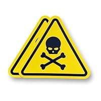 2 PACK - Small 90mm X 80mm TOXIC SKULL AND CROSSBONES Self Adhesive Stickers - Warning Triangle, Caution, Sign, Private Property, Surveillance, Danger, Skull SG248