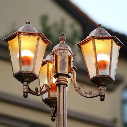 Lámpara de exterior de poste de 3 luces con protección IP55 contra lluvia y viento