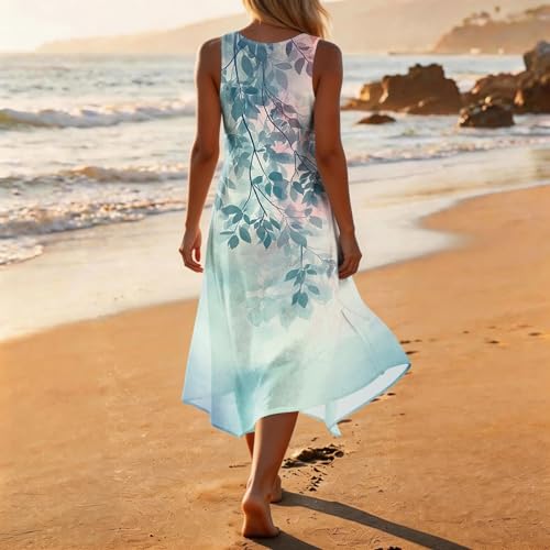 Robe sans manches imprimé floral mi-mollet pour un confort fluide sans complexe - 5