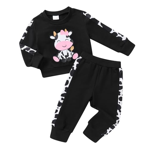 YOUNGER TREE Baby Girl Fall Clothes Toddler Sweatsuit Butterfly Print Long Sleeve Sweatshirt Top and Sweatpants Set