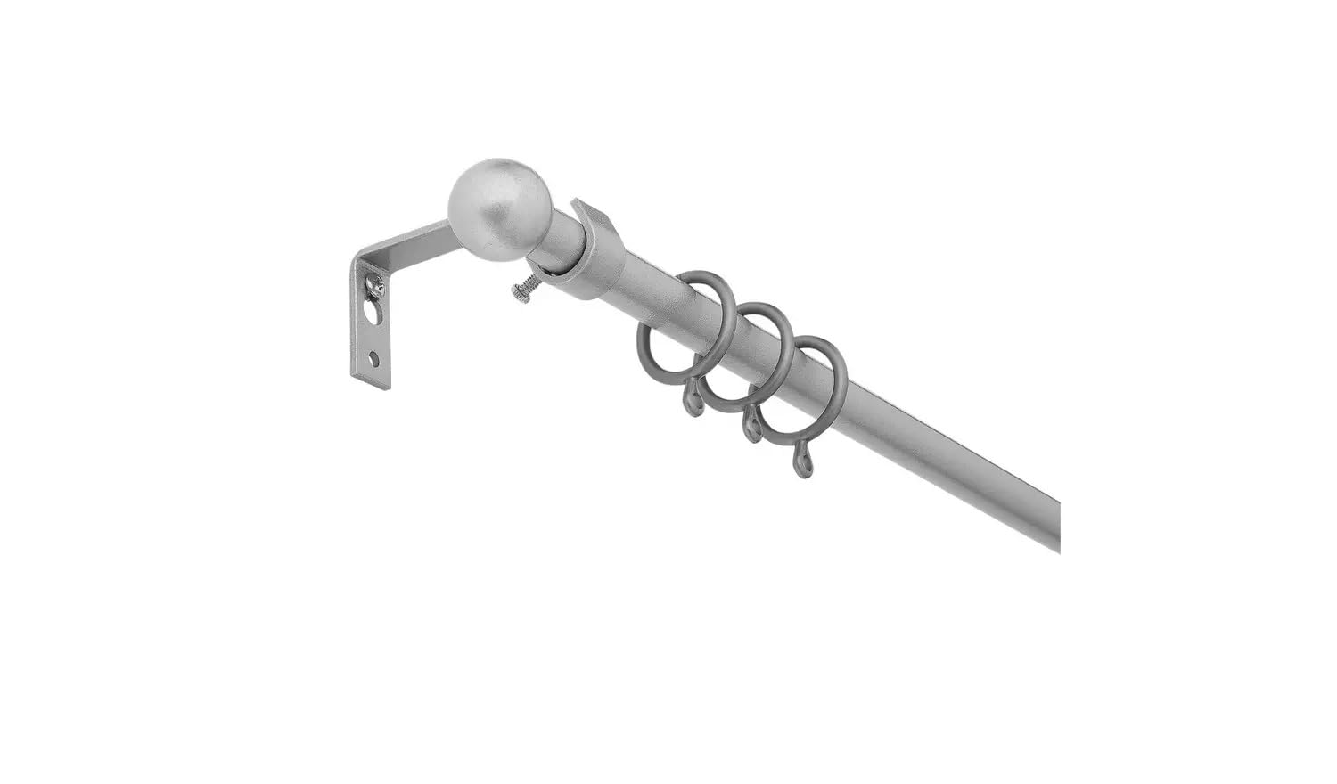 Adjustable Curtain Rod, Silver, Telescopic Metal Pole, 110-200cm, Wall Mounted, Contemporary Design