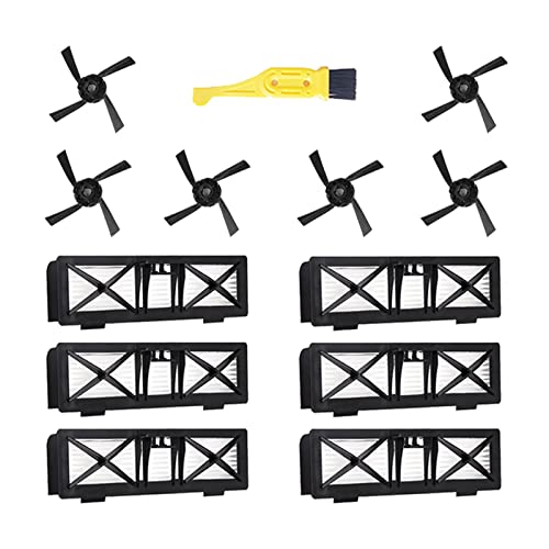 MGRAS 6 Pieces of Dust Collection High Efficiency Filter + 6 Pieces of Side Brushes, Suitable Fit for Neato Botvac Series D5 70e D70 D75 D80 D85 Hoover Parts and Accessories