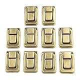 Retro Luggage Buckle, Vintage Metal Lock for Wooden Box, Antique Curved Buckle Hardware, Iron Latch for Furniture, Yellow Bronze Lock 25x38mm, 10 Pack(Yellow Bronze)