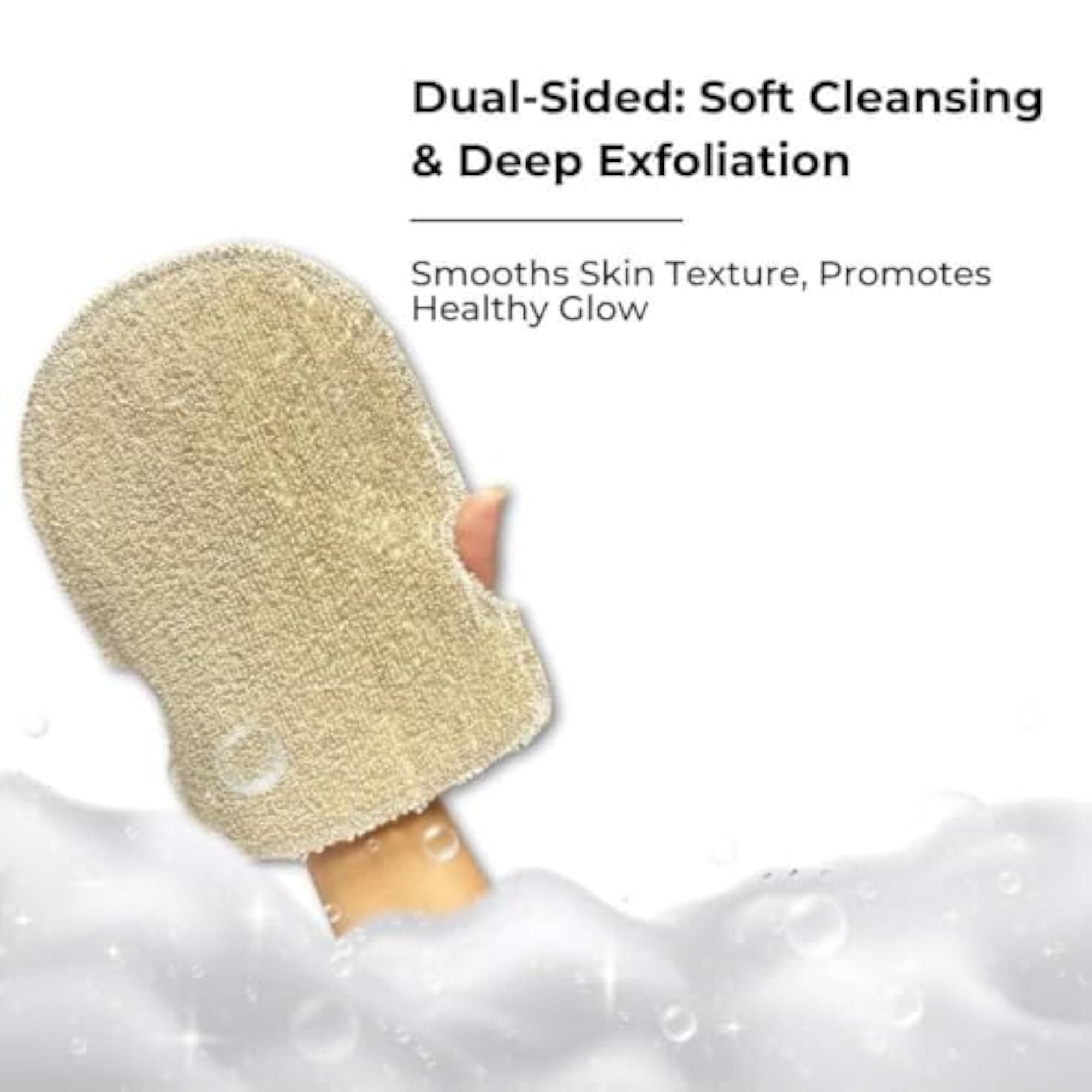 Flax Exfoliating Body Scrubber Gloves, Natural Dual Sided
