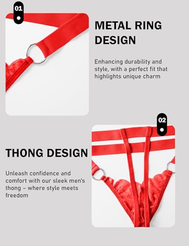 Panegy Mens Transparent Lace Thongs Sexy Thin Jock Strap G-Strings Low Waist Hollow-out Thong Panties4