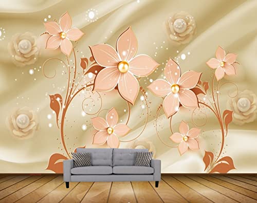 Mystic Walls MWZ1699 Peach Flowers HD 3D Wallpaper for Bedroom,