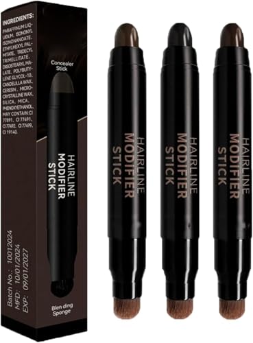 Revyn Instant Root Cover Up Stick, Double-Head Root Touch Up Stick, Natural Concealer for Hairline, Instant Grey Hair Coverage Touch Up, Roots & Sides for Women & Men, 48h Makeup Lasting (3Pc)