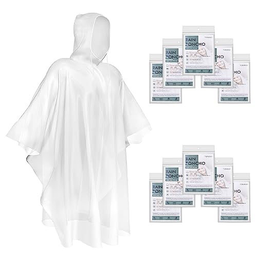TORASO Rain Poncho with Hood for Adults, Disposable Rain Poncho Adult Emergency Raincoats Disposable