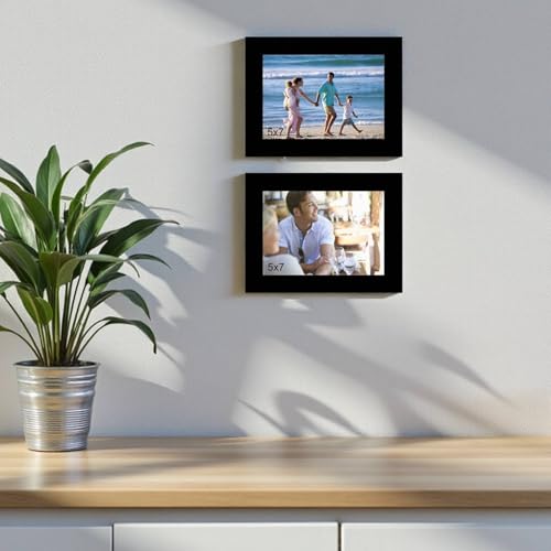 Image of Art Street Store Tremendous Twin Pearl Drop Hanging Photo Frame Set of 2 Photo Frames for Home & Office Decoration - Black (5x7 Inch)