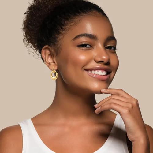 Gold Hoop Earrings for Women - 18K Gold Plated Paperclip Link Lightweight Drop Dangle Huggie Earrings Fashion Jewelry Best Gifts for Daily Wedding Party Decoration3