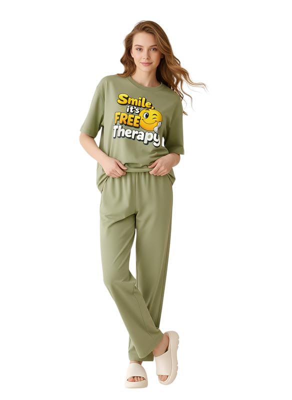 Image of My Swag Women Night Suit Cotton | Stylish Printed T-Shirt Pajama Set | Comfortable Sleepwear, Lounge Wear & Daily Home Wear | Plus Size