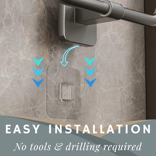 Image of Tenom Towel Hanger for Wash Basin, Self Adhesive Towel Holder for Kitchen & Bathroom, ABS Plastic Light Weight Rustproof Napkin Holder, Wall Mounted No Drill Towel Rod (Grey, Rectangle)