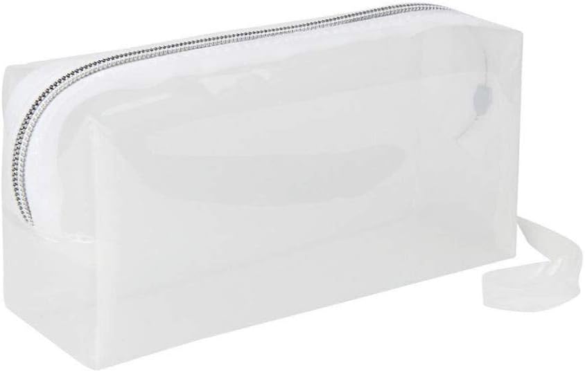 Fliyeong Premium Quality Large Clear Pens Bag Zipper Cosmetic Jelly Pencil Case School Stationery Students Pencil Bag(Clear White)