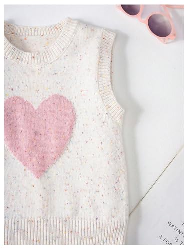 WDIRARA Girl's Heart Pattern Sweater Vest Cute Round Neck Sleeveless Pullovers Knitwear4