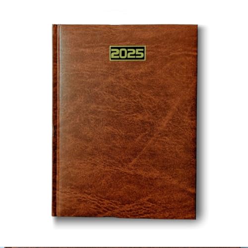 Image of Leather Cover Hard Bound 2025 Diary with Dates I 2025 Daily Planner | Tax Rates | with Monthly Calendar, New Year Diary 2025 by Volkskart