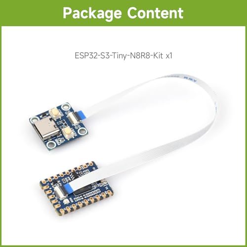 Waveshare ESP32-S3 Mini Development Board, Based on ESP32-S3FH4R2/ESP32-S3-PICO-1-N8R8 Dual-Core Processor, 8MB Flash and 8MB PSRAM, Development Board + Adapter Board + FPC Cable