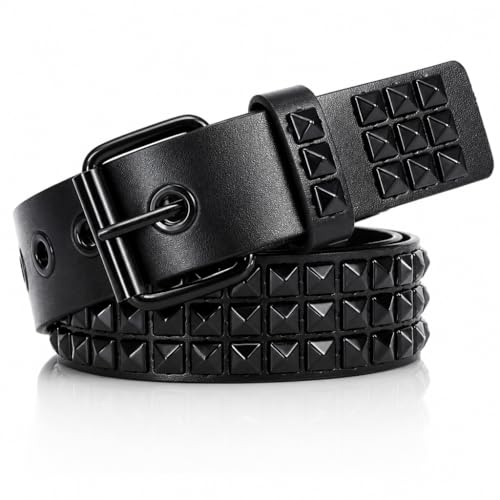 Image of Studded Belt, Metal Punk Rock Rivet Belt with Bright Pyramid Studded for Women Men