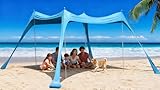 Floving Strand Schatten Zelt Markise 10x10 FT Strand Sonnencreme wasserdichte leichte Blockierung und elastische Sonnenschirm Strandmuscheln (Blau, XL)