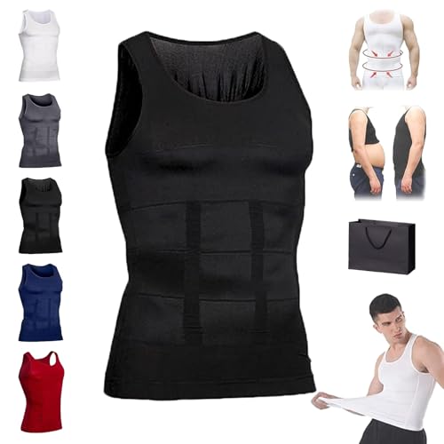 Shaperluv for Men, Shaperluv Tank 2.0 Mens Big and Tall, Male Compression Shirt Shaper Luv (Black,S)