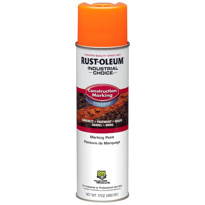 Image of Rust-Oleum Construction Marking Spray Paint, Water-Base, Fluorescent Orange