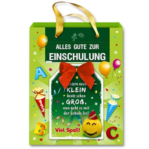 Geschenktüte - Alles Gute zur Einschulung - mit Glückwunschkarte | Geschenktasche mit Karte | Geschenk zur Einschulung
