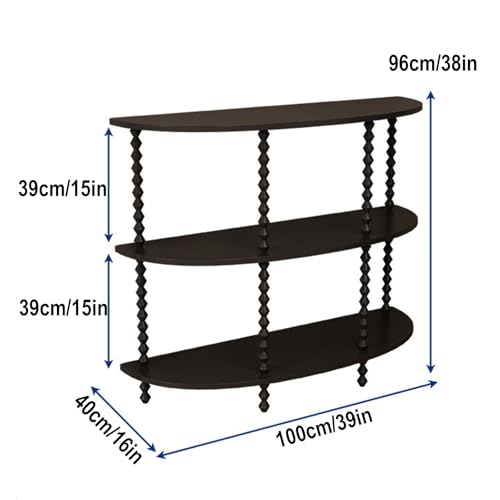 Mesa consola de construcción resistente y diseño espacioso con estantes de madera 3