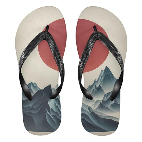 STAYTOP Mountain Range Red Sunset Flip Flops Sandals of Men's & Women's,Sandals Beach Slippers Shower Slides