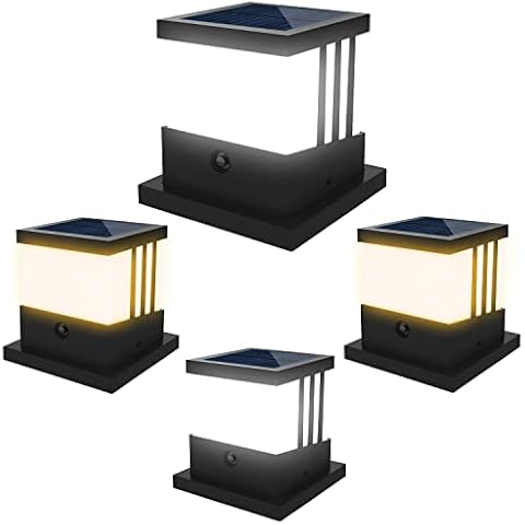 NATPOW Solar Pfostenleuchten, Solarleuchten für Außen Solar Zaunpfosten Lampe mit 3 Modi Solarlampe Außen Wasserdicht Gartendeko für Hölzerne Pfäle Zaun beleuchtung (4 Stück) Cover