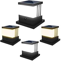 NATPOW Luces solares LED para Postes Luz Solar Exterior Solar Luz de Tapa con 3 Modos Lámpara Solar Impermeable Decoración de Jardín para Postes Madera Iluminación de Cercas (4 Piezas)