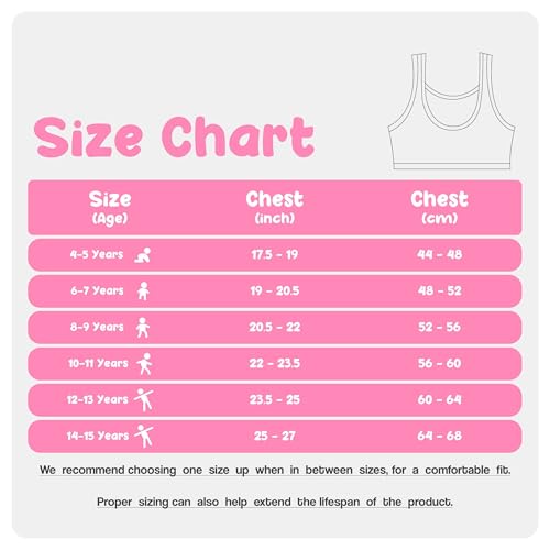Donella Girls Training Bras - Soft Cotton Kids Sports Bra, 5 Pack Crop Tops4