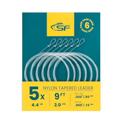 SF Pre-Tied Loop Fly Fishing Tapered Leader Nylon Clear Trout Freshwater Saltwater Bonefish Permit Bass Salmon Steelhead 7.5FT 9FT 10FT 12FT 15FT 0X 1